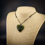 Natural NZ Jade Koru Heart Pendant Necklace (N2276)