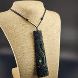 Natural Dark Jade XL Manaia Toki Pendant Necklace (N2255)