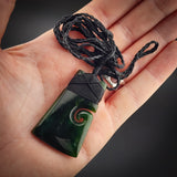 Natural Jade Side Koru Toki Pendant Necklace (N2219)