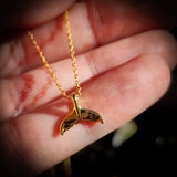 Gold 925 Sterling Silver Whale Tail Pendant Necklace