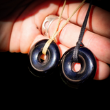 Natural Obsidian Donut Pendant Necklace
