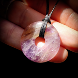 30mm Natural Amethyst Donut Pendant Necklace