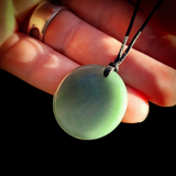 30mm Natural Aventurine Flat Disk Pendant Necklace