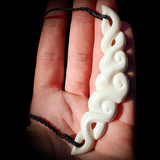 Natural Maori Bone Carving Pendant Necklace - Koru Plate
