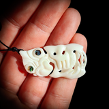 Natural Carved Maori Bone Carving Pendant Necklace - Tiki