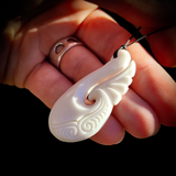 Natural Carved Maori Bone Carving Pendant Necklace - Hook With Wing