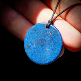 30mm Natural Lapis Lazuli Flat Disk Pendant Necklace