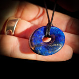 Natural Lapis Lazuli Donut Pendant Necklace