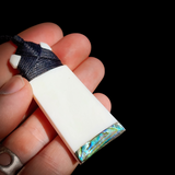 Natural Maori Bone Carving Pendant Necklace - Toki With Paua
