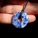 30mm Natural Sodalite Donut Pendant Necklace