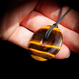 30mm Natural Tigers Eye Donut Pendant Necklace