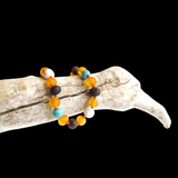 Amber Teething Bracelet / Anklet - Raw Honey & Cherry with Turquoise Stones