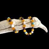 Amber Teething Necklace - Raw Honey & Cherry with Turquoise Stones