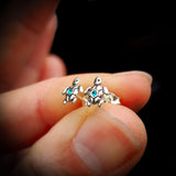 Childrens 925 Sterling Silver & Turquoise CZ Turtle Stud Earrings