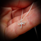 Childrens 925 Solid Sterling Silver & Lavender CZ Dragonfly Necklace