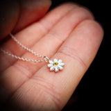 Childrens 925 Solid Sterling Silver & CZ Daisy Necklace