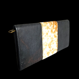 Genuine Leather & Cow Hair Purse - Black