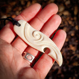 Koru Niho Bone Carving Pendant Necklace - NZ Maori Inspired