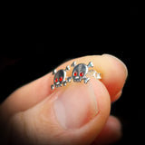 Childrens 925 Sterling Silver & Red CZ Skull & Crossbones Stud Earrings