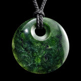 Natural NZ Jade Round Disk Pendant Necklace (N2209)