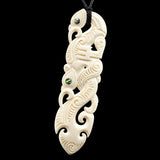 XL Double Manaia Bone Carving Pendant Necklace