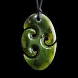 Natural NZ Jade Triple Koru Pendant Necklace (N2224)