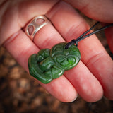 NZ Greenstone Pounamu Tiki Pendant Necklace (N930)