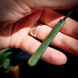 Nephrite Jade / Greenstone Cylinder Toki Pendant Necklace (P5B2)