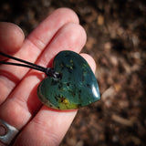 Natural Jade Heart Pendant Necklace (N1191)