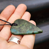 NZ Greenstone Pounamu Heart Pendant Necklace (N434)