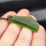 Natural Raw Nephrite Greenstone Pendant Necklace (1BBB159)