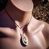 Koru Twist Natural Maori Bone Carving Pendant Necklace