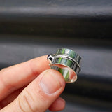 (R) Solid Sterling Silver & Natural Amethyst Rustic Handmade Cuff Ring