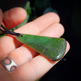 Nephrite Jade / Greenstone Fan Toki Pendant Necklace P5B1