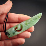 Natural Jade Koru Niho Pendant Necklace (N2144)
