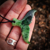 Natural Nephrite Jade Whale Tail Pendant Necklace (N1059)