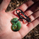 Natural Jade Lizard Koru Pendant Necklace (N1193)