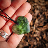 NZ Greenstone Pounamu Heart Pendant Necklace (N966)