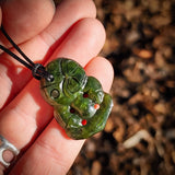 NZ Greenstone Pounamu Tiki Pendant Necklace (N892)