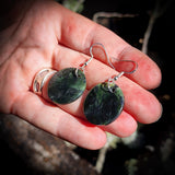 NZ Greenstone Pounamu Hanging Hook Earrings (N630)