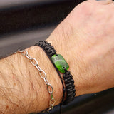 Natural Greenstone One Off Macrame Bracelet (1A3-788)