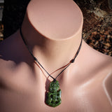 NZ Greenstone Pounamu Tiki Pendant Necklace (N948)