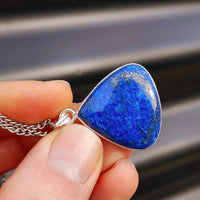 Silver Plated Natural Lapis Lazuli Handmade Pear Shaped Necklace (30X40)