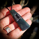 NZ Greenstone Pounamu Toki Pendant Necklace (N709)