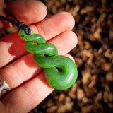 NZ Greenstone Pounamu Triple Twist Pendant Necklace (N970)