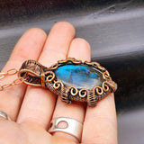 Handmade Copper & Natural Labradorite Wire Wrap Necklace