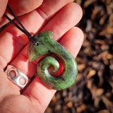 NZ Greenstone Pounamu Hook Pendant Necklace (N942)