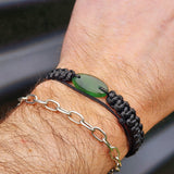 Natural Greenstone One Off Macrame Bracelet (1A3-785)