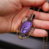 Handmade Copper & Natural Charoite Wire Wrap Necklace