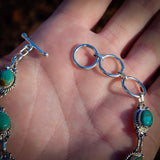 Solid 925 Sterling Silver & Natural Turquoise Chain Bracelet